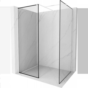Mexen Kioto душ-преграда Walk-in 150 x 100 см, черна рамка, бяла - 800-150-202-20-70-100 (800-150-202-20-70-100)