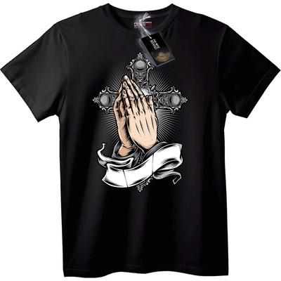 NOONEBRAND Тениска Молещи се ръце и кръст - 2XL, Black