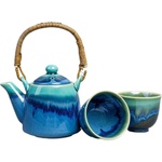 MIJ Комплект за чай black cobalt teal, комплект от 3 бр. , черен, керамика, mij (mijc1102)