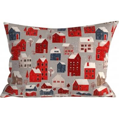 Textilomanie Obliečka na vankúš z mikrovlákna WINTER COTTAGE 70x90 sivá