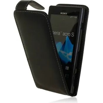 Sony Xperia acro S LT26w Flip Калъф Черен + Протектор