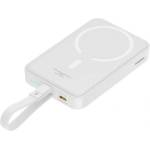 Baseus MAGNETIC MINI аварийно зарядно устройство Type-C 10000mAh, MagSafe + фиксиран Lightning кабел, БЯЛ P10022109223-00 (P10022109223-00)