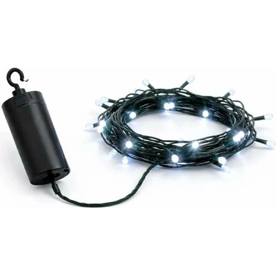 DECOLED LED světýlka na baterie venkovní 2,2 m ledově bílá, 20 diod, zelený kabel IP44, ovladač, 4× AA – Zbozi.Blesk.cz