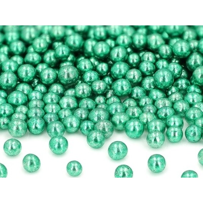 Cukrové perly jemné metalické zelené 7mm 80 g