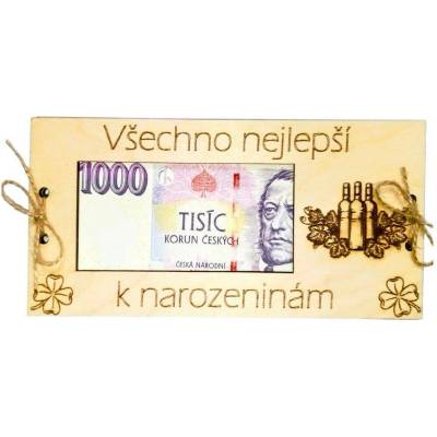 Dekorace z Řečice Dřevěná karta na peníze víno