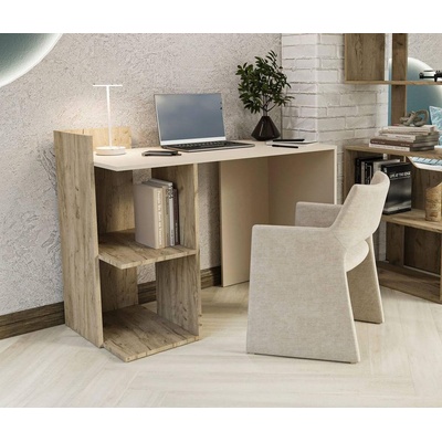 Работно бюро Iris дъб крафт сив и сатен