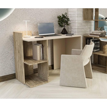 Работно бюро Iris дъб крафт сив и сатен