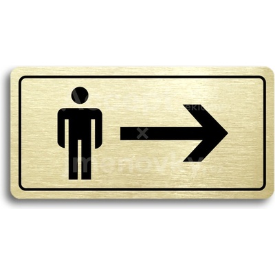 ACCEPT Piktogram WC MUŽI VPRAVO - zlatá tabulka - černý tisk