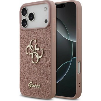 GUESS PU Fixed Glitter 4G Metal Logo Задний калъф за iPhone 17 Pro Max Pink Guess | Rozov | МЪЖЕ | UNI