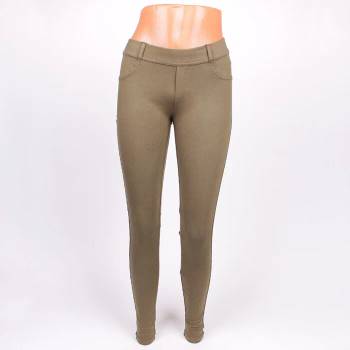 Image 1 of Памучен клин-панталон в маслено зелен цвят