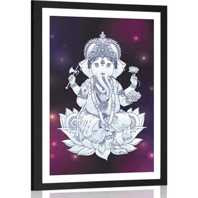 Plakát s paspartou buddhistický Ganéš - 40x60 white