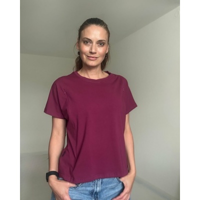 Kojicí tričko se zipem Kira oversized cyklámen – Sleviste.cz