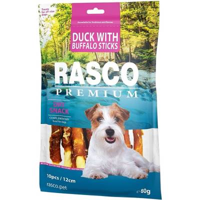 RASCO PREMIUM Pochúťka byvolej kože obalená kačacím mäsom tyčinky 80 g