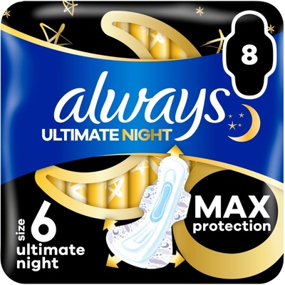 Always Ultimate Night hygienické vložky s krídélkami Veľkosť 6 8 ks