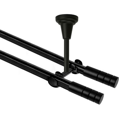 OK-GarnýžeCZ Garnýž kovová dvouřadá 19mm Techno double černá 460 cm do stěny / na tunýlek - bez kroužků
