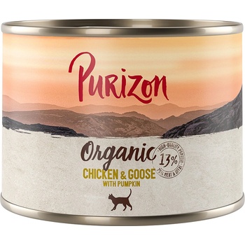 Purizon 12x200г Organic Purizon, консервирана био храна за котки - пилешко и гъска с тиква