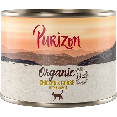 Purizon 12x200г Organic Purizon, консервирана храна за котки - пилешко и гъска с тиква