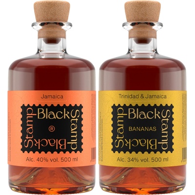 Metelka Black Stamp Bananas 34% 0,5 l + Metelka Black Stamp Original 40% 0,5 l (holá láhev)