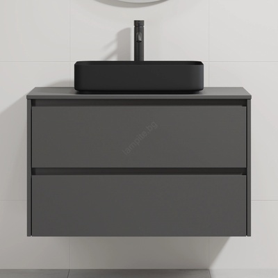 Bath Deluxe Шкаф за баня с мивка TRONDHEIM/LJORDAL 90x57x46 см антрацит/черно (SETBT0152E)