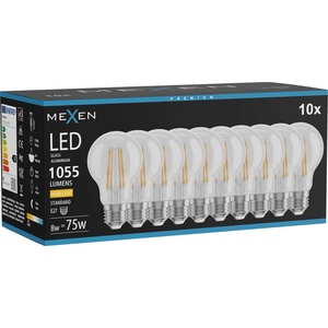 Mexen Vintis 10x LED филамент крушка E27, A60, 8W, Топла - 2200K, 1055 lm, ясна - L150-E27-0822-00x10 (L150-E27-0822-00x10)
