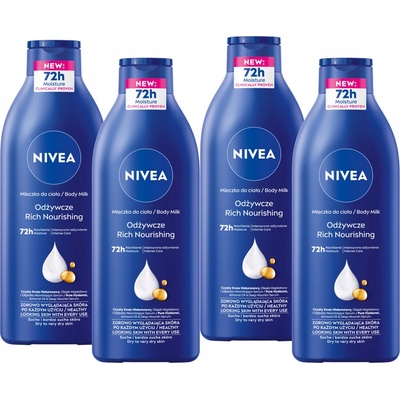 NIVEA Výživné tělové mléko 4 x 400 ml