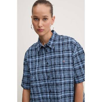 Tommy Hilfiger Рокля Tommy Jeans в синьо къса с уголемена кройка DW0DW18463 (DW0DW18463)