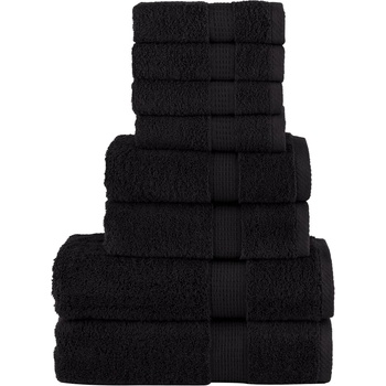 vidaXL Премиум комплект хавлии от 8 части SOLUND черен 600 gsm (137548)