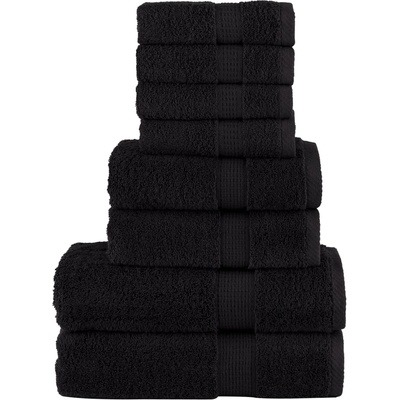 vidaXL Премиум комплект хавлии от 8 части SOLUND черен 600 gsm (137548)