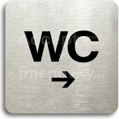 ACCEPT Piktogram WC vpravo - stříbrná tabulka - černý tisk bez rámečku