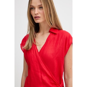 Tommy Hilfiger блуза с прехлупване дамска от лен (WW0WW49632) - answear - 127,11 лв