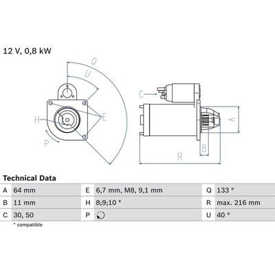 BOSCH 0 986 021 590 Startér (0986021590)
