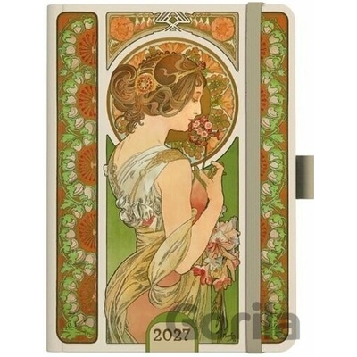 Baloušek Alfons Mucha A5 Týdenní 2027 Zelený
