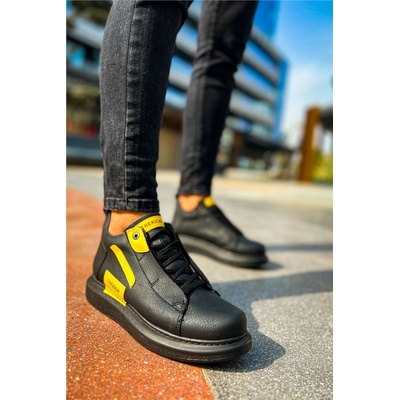 Chekich Мъжки къси боти с връзки ch131 gst - Черни с Жълт #370916 (370916_Черно)