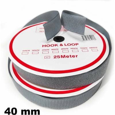 Pásek na suchý zip HÁČEK a SMYČKA SET šedý 40 mm balení 25 m
