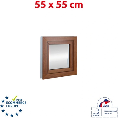 OKNA HNED Plastové okno 55x55 cm otevíravé i sklopné pravé, zlatý dub/bílá – Zboží Mobilmania