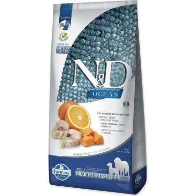 N&D Ocean adult medium maxi tresčí pomerančové 12 kg