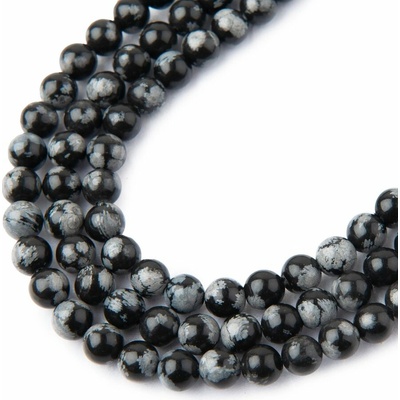 Minerálne koráliky Obsidián vločkový 4mm - 15 ks