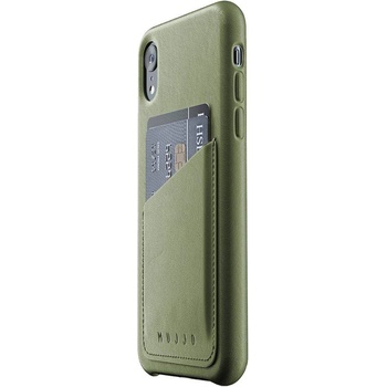 Mujjo Full Leather Wallet Case- кожен (естествена кожа) кейс с джоб за кредитна карта за iPhone XR (маслинен)