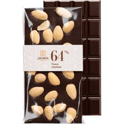 JANEK Hořká čokoláda 64% s mandlemi 105 g