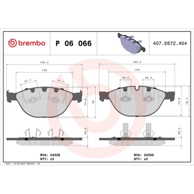 Sada brzdových platničiek, vždy 4 kusy v sade BREMBO P 06 066 (P06066)