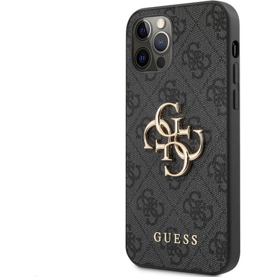 GUESS Гръб Guess PU 4G Metal Logo Case за iPhone 12/12 Pro - Сив (3666339004576)