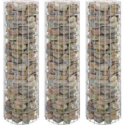 Nabytek XL Kruhové gabionové záhony 3 ks pozinkovaná ocel 30 x 100 cm