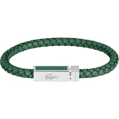 Lacoste Zelený kožený náramok pre mužov Rockel 2040449