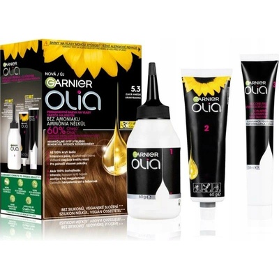 Garnier Olia Big Kit permanentní barva na vlasy, odstín 5.3 Zlatě hnědá