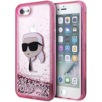 Кейс Karl Lagerfeld KLHCI8LNKHCP за iPhone 7/8/ SE 2020/2022, розов / розов, твърд, Glitter Karl Head (KF001529-0)