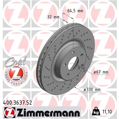 ZIMMERMANN Brzdový kotúč 400363752