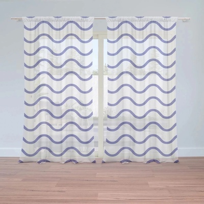 Záclony Modré vlnky: 2 ks - 150x250 cm - Sablio