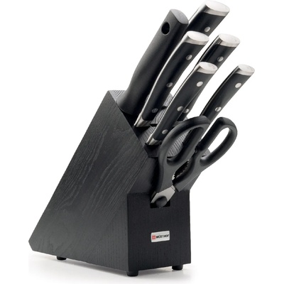 WÜSTHOF Комплект ножове с блок CLASSIC IKON, 8 бр. , със заточващ прът и ножица, черен, Wüsthof (WU9878)