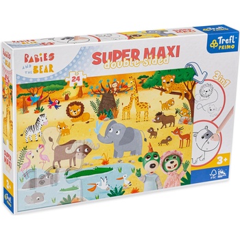 Trefl Двустранен пъзел Trefl от 24 макси части - Бебета животни (41009)