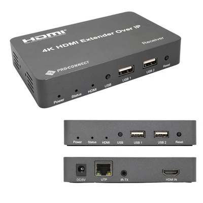 PROCONNECT Extender HDMI Over IP приемник, KVM, USB, IR, RX приемник, до 150 м (1 брой) PC-EX150M-KVM-RX (PC-EX150M-KVM-RX)
